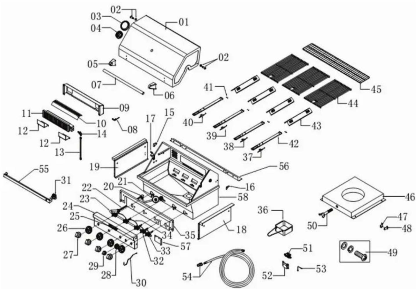 Exploded view diagram of a solar panel assembly with numbered components for identification