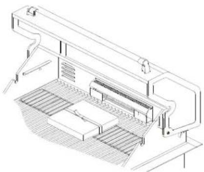 Technical line drawing of a mechanical assembly with no visible text or symbols