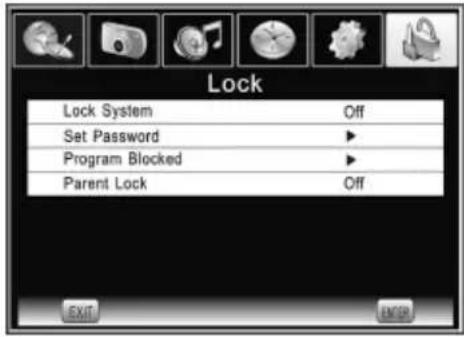 Lock Lock System Off Set Password ► Program Blocked ► Parent Lock Off EXIT LNDER