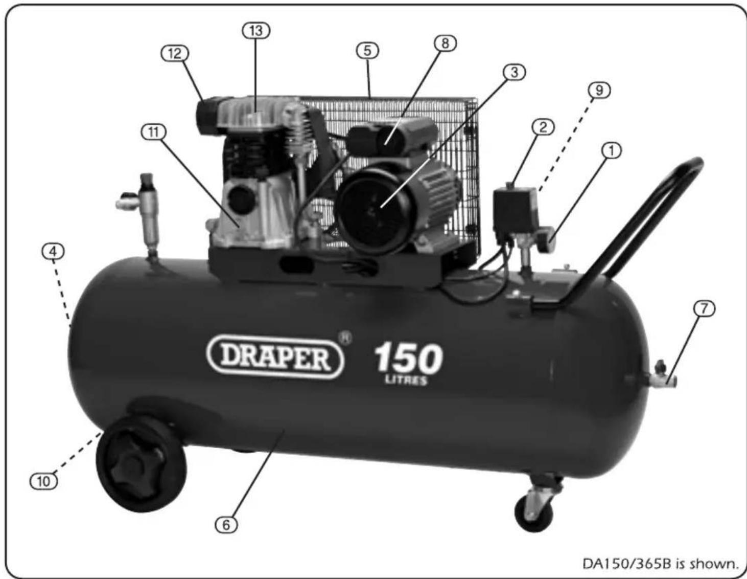 DRAPER 150 LITRES DA150/365B is shown.