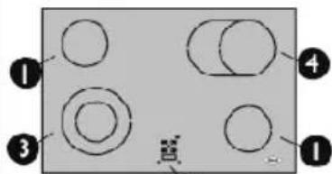 Diagram with numbered circular shapes and a labeled arrow pointing to a specific circle, likely indicating a measurement or annotation.