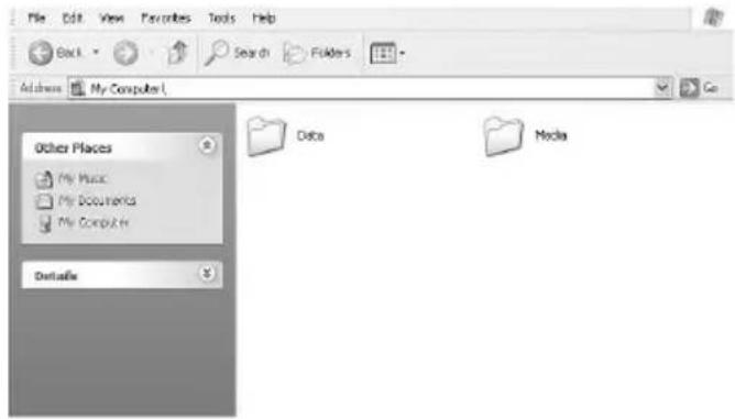 File Edit View Favorites Tools Help Back Search Folders Address My Computer Other Places My Music My Documents My Computer Details Data Media