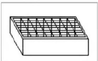 Simple line drawing of a rectangular container with internal grid pattern (no text or symbols)