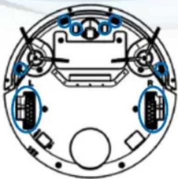 Top-down schematic of a car head panel with internal components and highlighted ports (no text or labels)