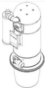 Line drawing of a cylindrical device with a lid and base, showing internal components (no text or symbols)
