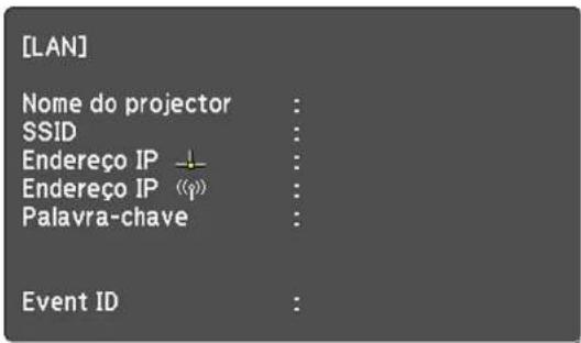 [LAN] Nome do projector : SSID : Endereço IP Endereço IP Palavra-chave : Event ID :