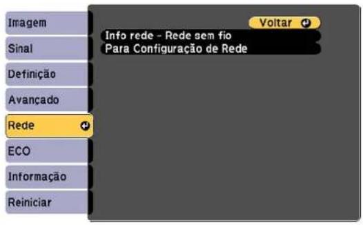 Imagem Sinal Definição Avançado Rede ECO Informação Reiniciar Info rede - Rede sem fio Para Configuraçao de Rede Voltar