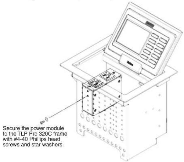 Secure the power module to the TLP Pro 320C frame with #4-40 Phillips head screws and star washers.