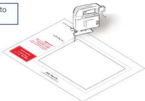 Diagram showing a printer printing a document with red and black text, likely illustrating a printing or documentation procedure.