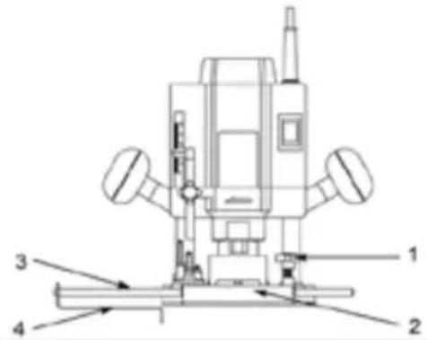 Technical diagram of a mechanical device with numbered components labeled 1, 2, 3, and 4.