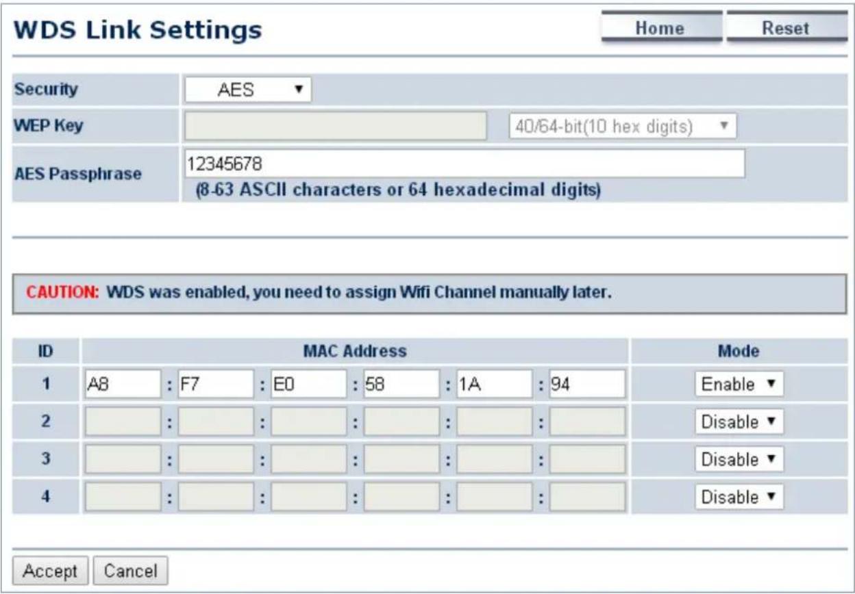 Planet WBS-200N - WDS Link Settings - 1