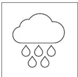 Simple line drawing of a cloud with raindrops falling (no text or symbols)
