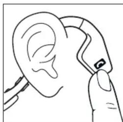 Line drawing of a human ear being held by a finger, no text or symbols present