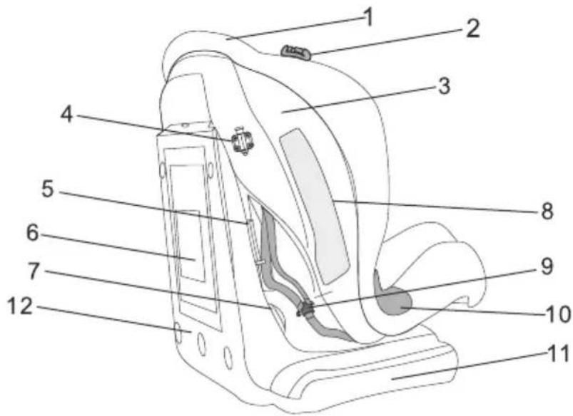 Labeled diagram of a device interior with numbered parts for identification
