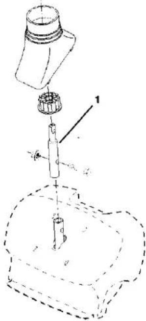 Technical diagram of a mechanical assembly with labeled components and dashed outline for assembly