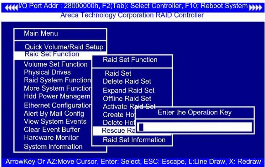 I/O Port Addr : 28000000h, F2(Tab): Select Controller, F10: Reboot System Areca Technology Corporation RAID Controller Main Menu Quick Volume/Raid Setup Raid Set Function Volume Set Function Physical Drives Raid System Function More System Function Hdd Power Managem Ethernet Configuration Alert By M…