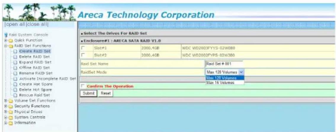 Areca Technology Corporation [open all [close all]] Raid System Console Quick Function RAID Set Functions Create RAID Set Delete RAID Set Expand RAID Set Offline RAID Set Rename RAID Set Activate Incomplete RAID Set Create Hot Spare Delete Hot Spare Rescue RAID Set Volume Set Functions Security Func…