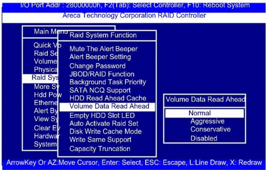 I/O Port Addr : 28000000h, F2(Tab): Select Controller, F10: Reboot System Areca Technology Corporation RAID Controller Main Menu Raid System Function Quick Vo Mute The Alert Beeper Raid Se Alert Beeper Setting Volume Change Password Physical JBOD/RAID Function Raid Sys Background Task Priority More…