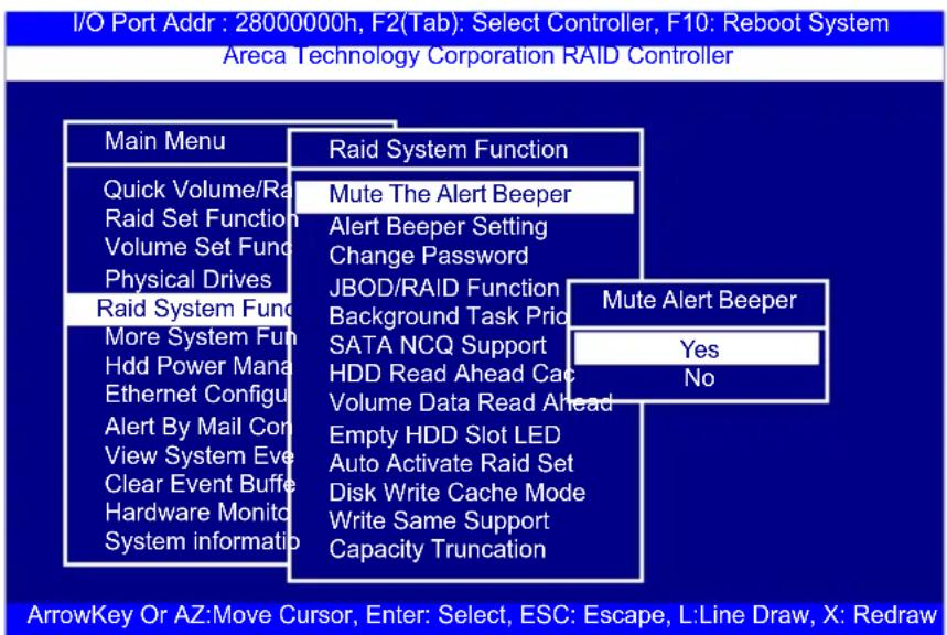 I/O Port Addr : 28000000h, F2(Tab): Select Controller, F10: Reboot System Areca Technology Corporation RAID Controller Main Menu Quick Volume/Ra Raid Set Function Volume Set Fund Physical Drives Raid System Fun More System Fun Hdd Power Mana Ethernet Configu Alert By Mail Con View System Eve Clear E…