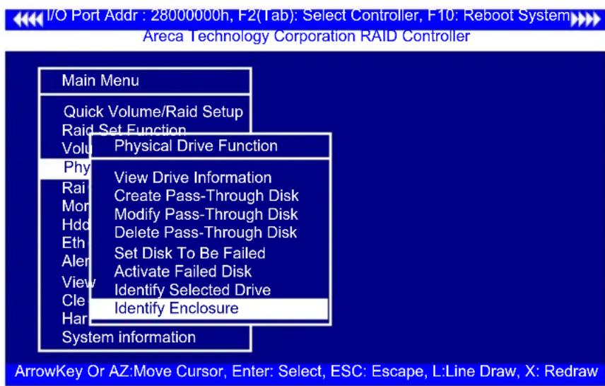 I/O Port Addr : 28000000h, F2(Tab): Select Controller, F10: Reboot System Areca Technology Corporation RAID Controller Main Menu Quick Volume/Raid Setup Raid Set Function Volume Physical Drive Function Phy View Drive Information Rai Create Pass-Through Disk Mon Modify Pass-Through Disk Hdo Delete Pa…