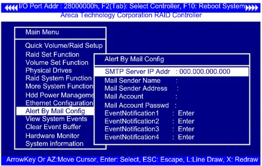 I/O Port Addr : 28000000h, F2(Tab): Select Controller, F10: Reboot System Areca Technology Corporation RAID Controller Main Menu Quick Volume/Raid Setup Raid Set Function Volume Set Function Physical Drives Raid System Function More System Function Hdd Power Manageme Ethernet Configuration Alert By…