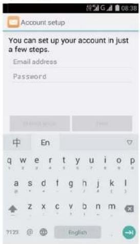 Account setup You can set up your account in just a few steps. Email address Password 中 En q w e r t y u i o p a s d f g h j k l z x c y b n m 7123 @ English