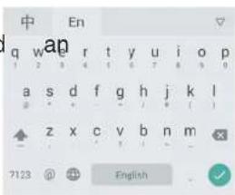 中 En q w e r t y u i o p a s d f g h j k l z x c v b n m 7123 @ + + English -
