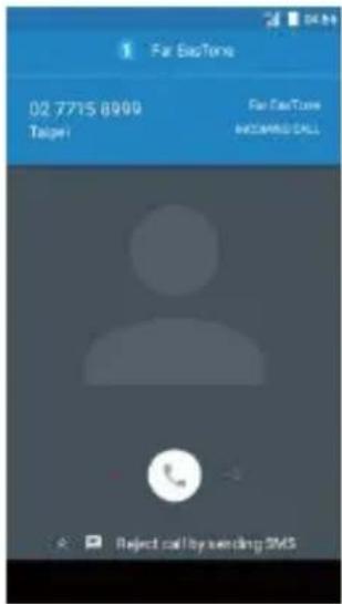 Far EasTone 02.7715 8900 Target: Far EasTone INCOMED CALL Reject call by answering SMS