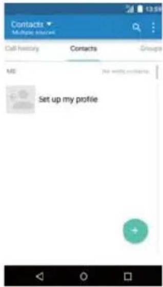 Contacts Multiple hours Call history Contacts Groups MS Set up my profile