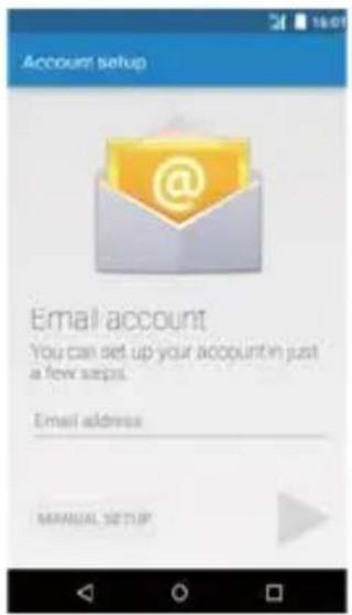 Account setup Email account You can set up your account in just a few steps. Email address MANUAL SETUP