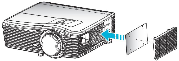 OPTOMA W515T - Installer et nettoyer le filtre à poussière - 1