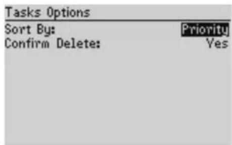 Tasks Options Sort By: Prioritu Confirm Delete: Yes