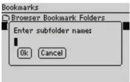 Bookmarks Browser Bookmark Folders Enter subfolder name: Ok Cancel