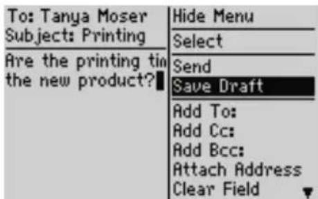 To: Tanya Moser Subject: Printing Are the printing tin the new product? Hide Menu Select Send Save Draft Add To: Add Cc: Add Bcc: Attach Address Clear Field