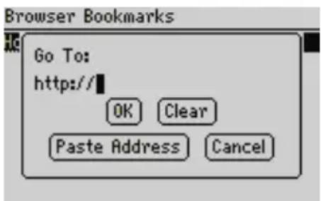 Browser Bookmarks Go To: http:// OK Clear Paste Address Cancel