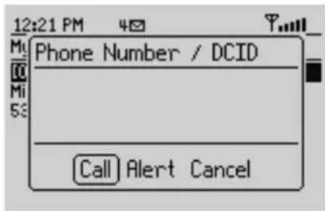 12:21 PM 40 Phone Number / DCID Call Alert Cancel