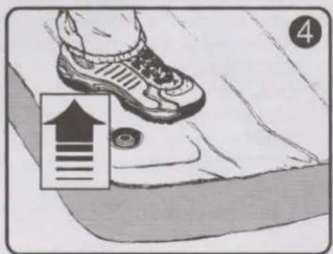 Illustration showing a shoe stepping on a surface with an upward arrow and numbered label '4'