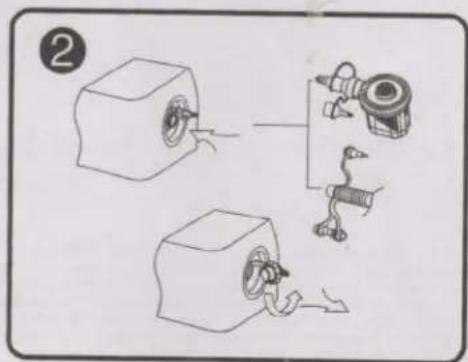 Diagram illustrating a mechanical assembly process with labeled components and directional arrows