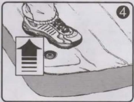 Illustration showing a shoe stepping on a surface with an upward arrow and numbered label '4'