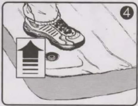 Illustration showing a shoe stepping on a surface with an upward arrow and numbered label '4' in the corner.