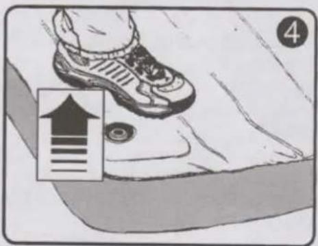 Illustration showing a shoe stepping on a surface with an upward arrow and numbered label '4' in the corner.
