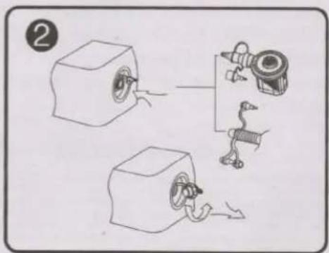 Diagram illustrating a mechanical assembly process with labeled components and directional arrows