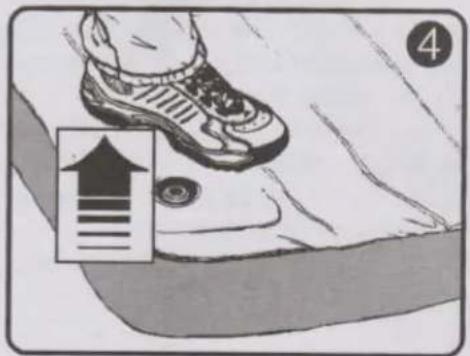 Illustration showing a shoe stepping on a surface with an upward arrow and numbered label '4' in the corner.