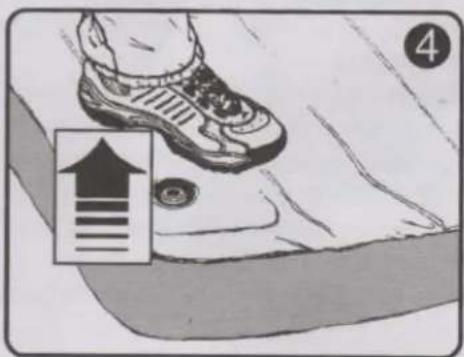 Illustration showing a shoe stepping on a surface with an upward arrow and numbered label '4' in the corner.