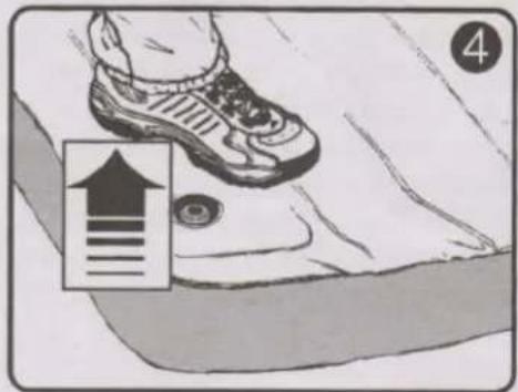 Illustration showing a shoe stepping on a surface with an upward arrow and numbered label '4'