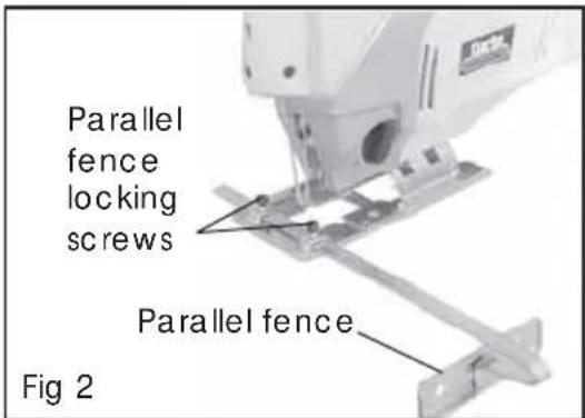 Parallel fence locking screws Parallel fence Fig 2