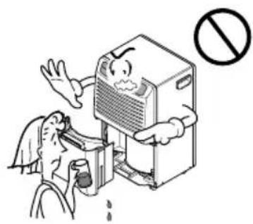 Cartoon illustration of a person reacting to a large refrigerator with a 'no' symbol, with no text or labels.