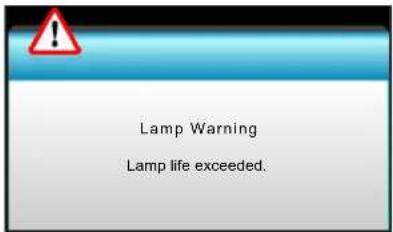 Lamp Warning Lamp life exceeded.