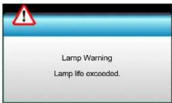 Lamp Warning Lamp life exceeded.