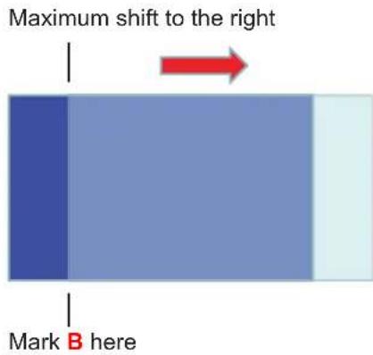 Maximum shift to the right Mark B here